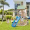Multi-Color Wooden Outdoor Swing Set with Slide, Climbing Wall, Sandbox, Monkey Bars and Playhouse Activity Center